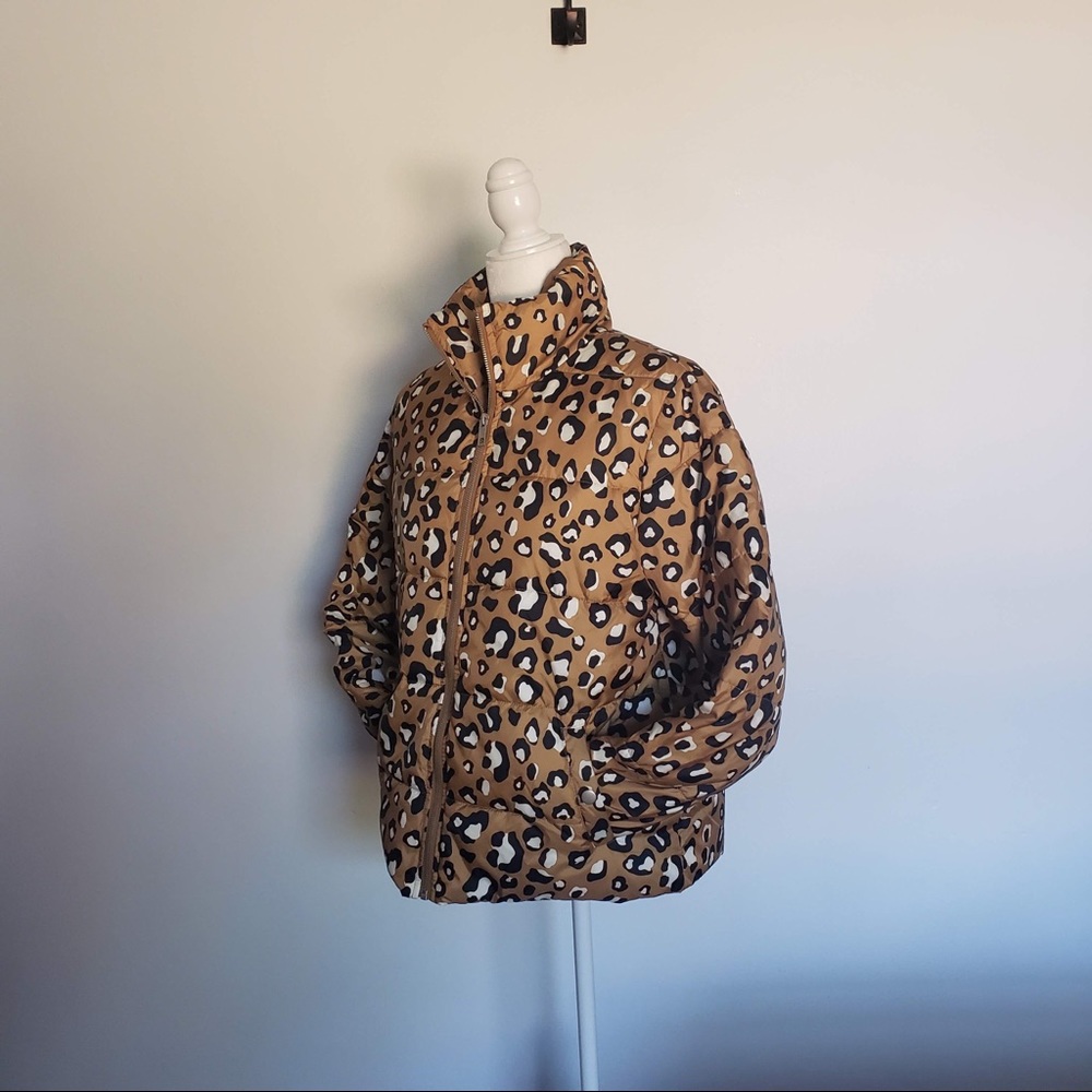 Who What Wear Leopard Puffer Jacket NWT
